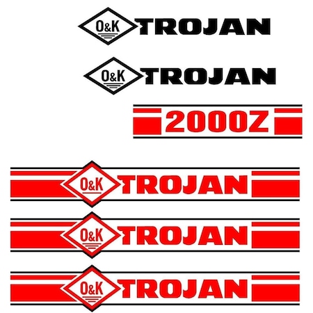 Aftermarket Trojan Wheel Loader 2000Z Black And Red Decal Set with O And K Decals TRO2000Z-2DECALSET